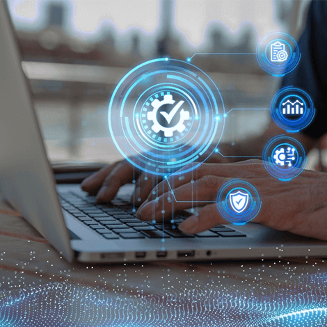 Team working with technology